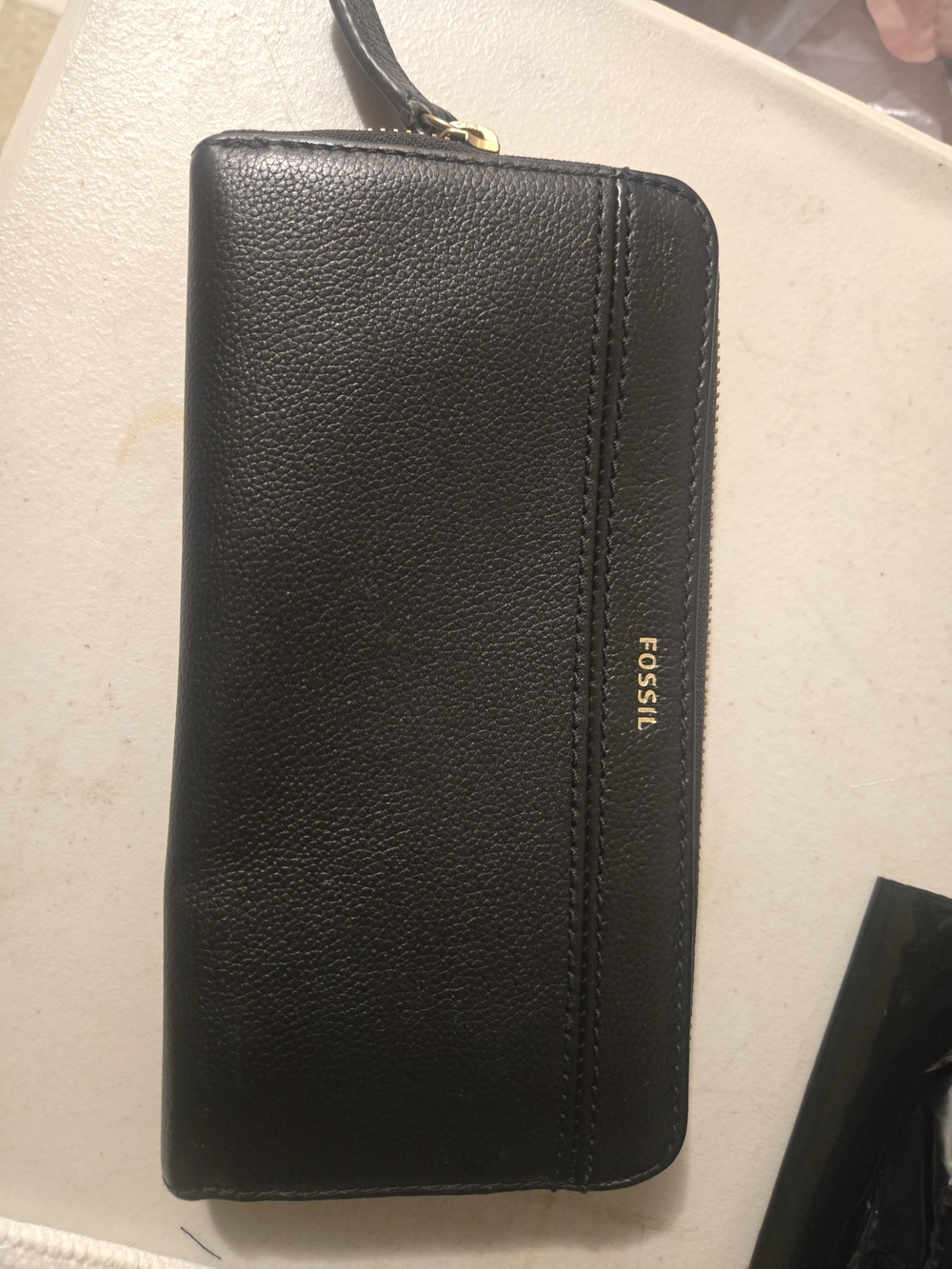 Fossil Black Leather Wristlet Phone Case